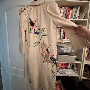 ONE OF A KIND LMTED EDITION Vintage Maxi Cashmere Coat with beaded starbursts